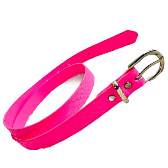 H&M Accessories - H&M Neon Pink & Gold Snakeskin Faux Leather Belt